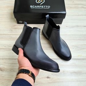 Space Gray Men's Chelsea Genuine Leather Boots